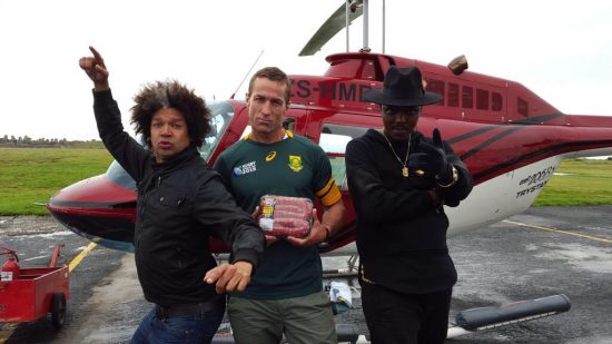 SA Celebs enjoying one of Sports Cape Town Helicopter Tours